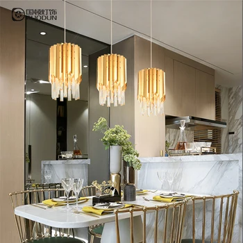 

Luxury post-modern minimalist creative restaurant chandelier designer bedroom bedside lamp stainless steel personality balcony