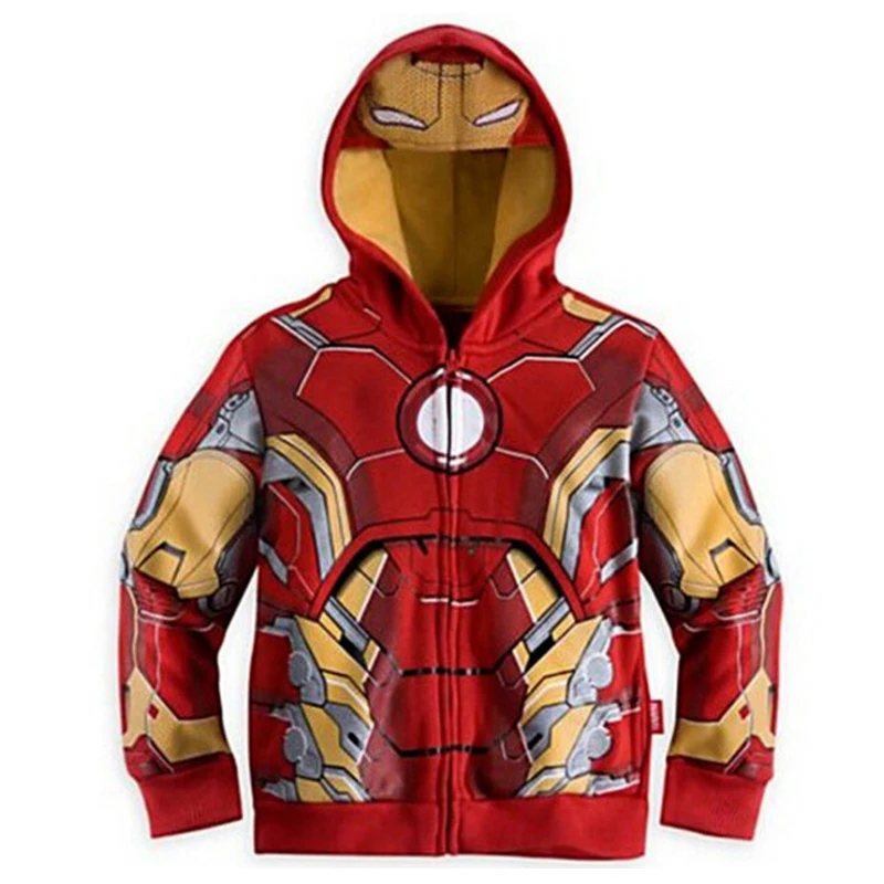 Kids Hoodie Sweatshirts Marvel Hulk Spider-Man Captain America Avengers Cartoon Zipper Hoodie