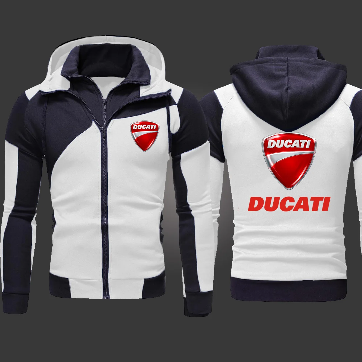 Ducati-chaqueta con capucha para hombre, prendas de vestir a la moda, chaqueta ajustada con cremallera de alto con capucha, Sudadera con capucha Harajuku informal, S-3XL, novedad de 2021