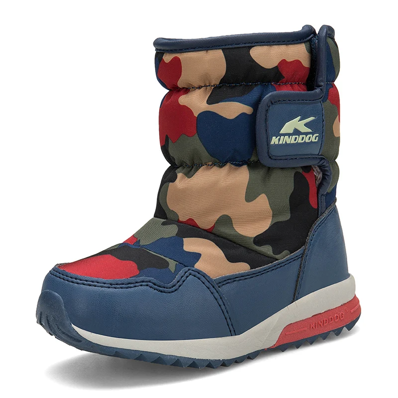Dark blue red Новые зимние сапоги, детская обувь, зимние сапоги, модная теплая плюшевая обувь для мальчиков, водонепроницаемая Студенческая спортивная обувь, ботинки для девочек - Цвет: Dark blue red