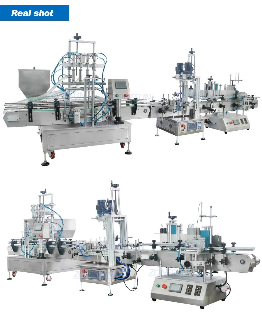 ZONESUN ZS-FAL180C6 Automatic Production Line Four Heads Paste Chocolate Showe Gel Jar Liquid Filling Capping And Labeling Machine