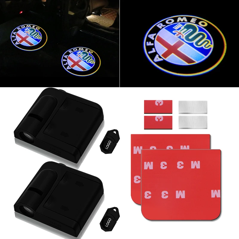 

2pcs wireless Led car door welcome Laser projector Logo ghost shadow lights For Alfa Romeo 159 147 156 giulietta 147 car styling