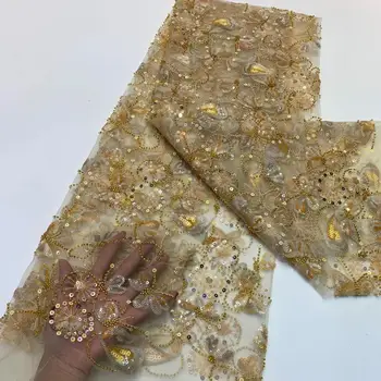 

Handmade Lace African Lace Fabric 2020 High Quality Lace French Mesh Fabric Nigerian Net Lace Fabrics For Dress