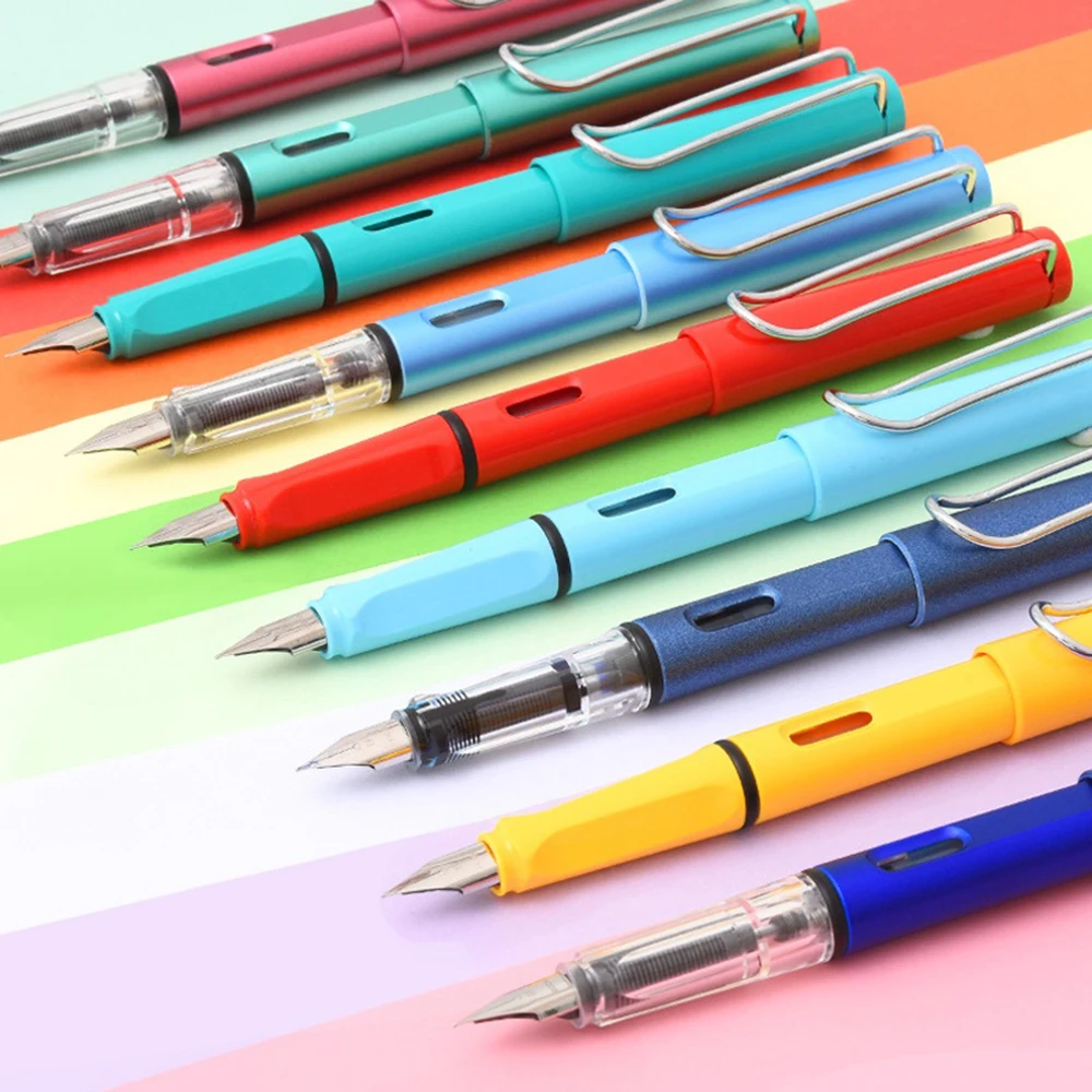 

1pcs Fountain Pen Set 0.38mm Writing Signature Pen Black Bule Ink Sac Student Office Stationery