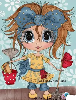 

10x8 Little girl sweeping the floor Transparent Clear Stamps Silicone Seals for DIY scrapbooking photo album Card Making