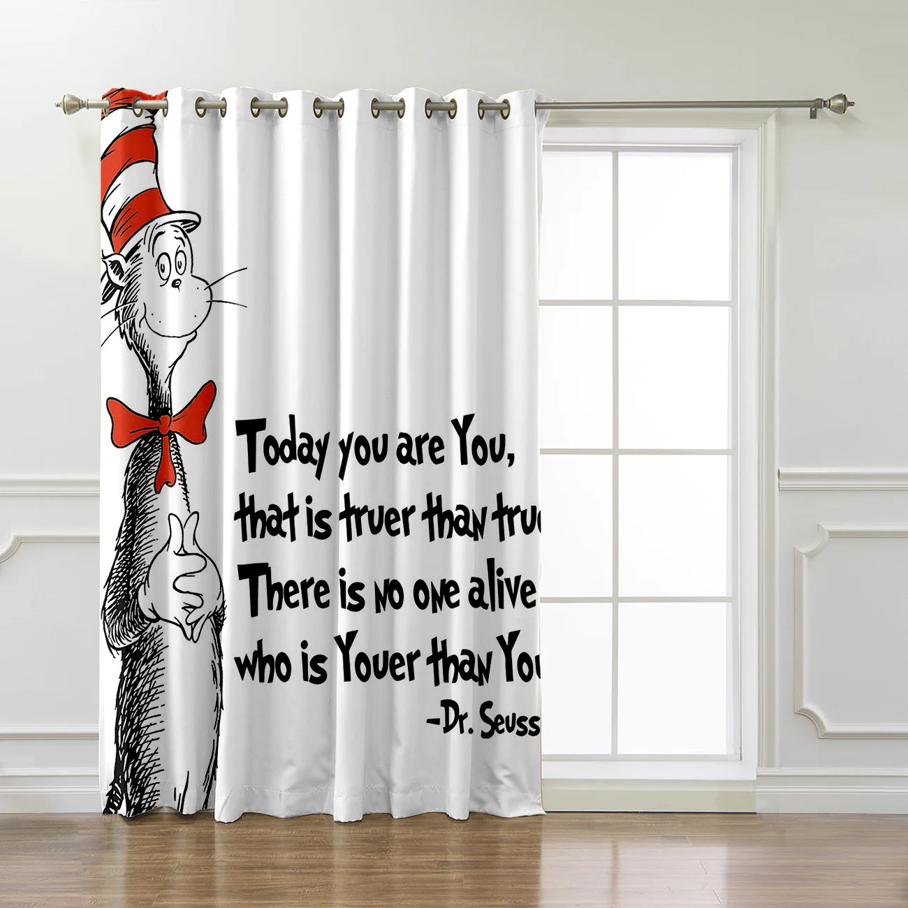 Sox Cat в высокой шляпе нарисованной вручную Dr. Seuss оконные занавески занавеска стержень декор гостиной спальни