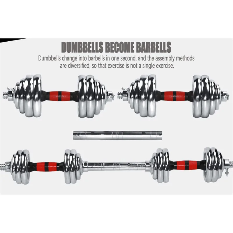 US $45.00 15kg 20kg 30kg 50kg electroplating dumbbell gift box with sub bell color rubber rod removable household fitness equipment