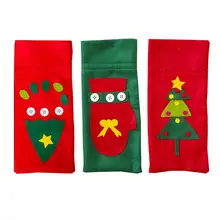 3 шт рождественские войлочные красные винные крышки креативное шампанское хранение карманные хранение винных бутылок Контейнер