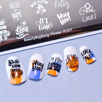 

BeautyBigBang Nail Stamping Plates Character Image Rectangle Nail Art Stencil Stamp Template Phrase