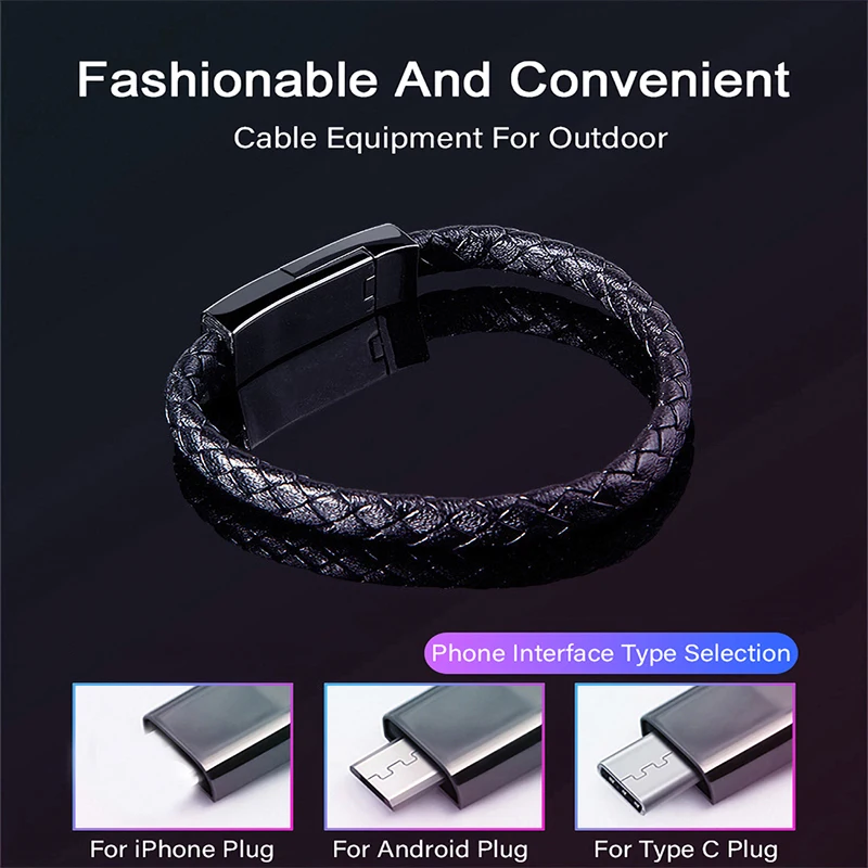 Usb type C Band Открытый Портативный кожаный Мини Micro USB браслет зарядное устройство кабель для зарядки и передачи данных Шнур синхронизации для iPhone Xiaomi Android