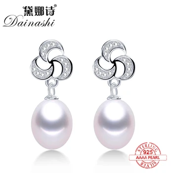 

2020 New Arrival Pure Silver 925 Drop Earrings For Women Fashion Design 5A Natural Freshwater Pearl Dangle earrings Jewelry Hot