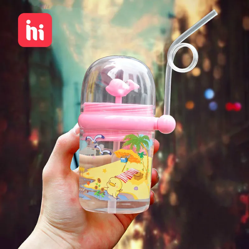

250ml Kids Tritan Fun Whale Water Spray Cup Cartoon Baby Feeding Cups with Straws Water Bottles Outdoor Portable Children's Cups
