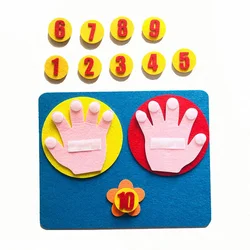 1 conjunto feito à mão números de dedo de feltro matemática brinquedo 25*20cm crianças contando brinquedo matemática auxiliares ensino diy tecer artesanato montessori para crianças