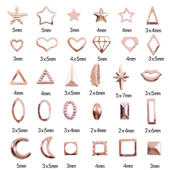 

New 30 Styles Nail art new jewelry rose gold Metal patch 3D Nail Art Decoration Manicure Jewelry Tips
