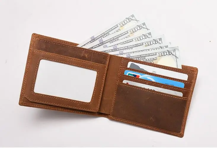 Free Engraving 100% Genuine Leather Men Wallet Gift Of Dad To Son V E1001-1015 Small Mini Card Holder Card Wallet Men 3