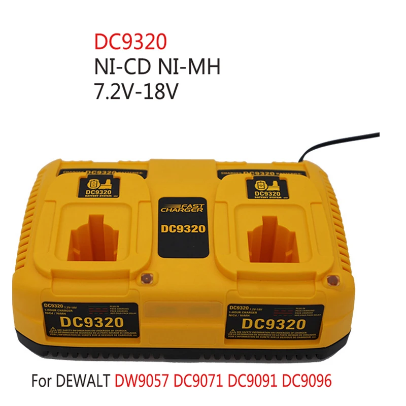 For Dewalt 7.2V-18V Dual Charger DC9320 DC9310 Ni-MH & Ni-CD Battery Charger DW9057 DC9071 DC9091 DC9096 Battery Charger