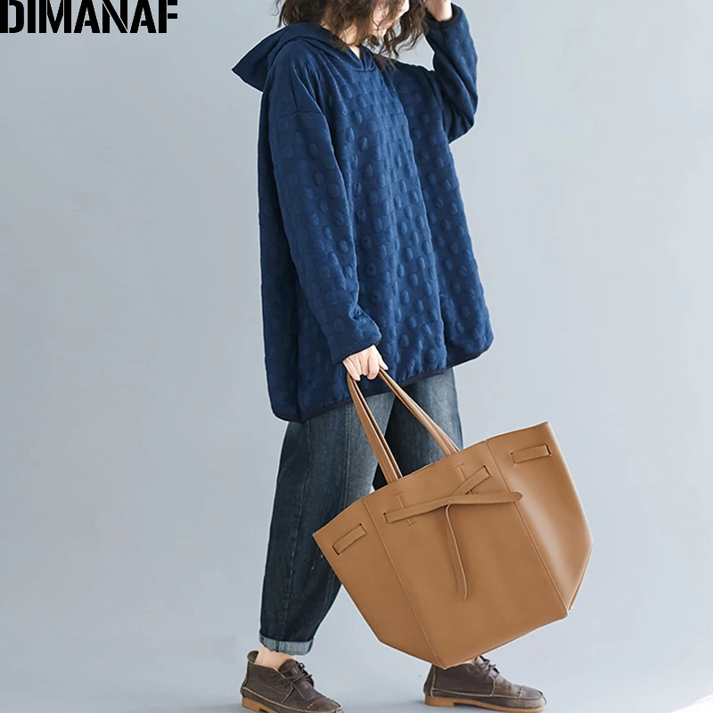  DIMANAF Plus Size Women Hoodies Sweatshirts Autumn Winter Female Pullover Tops Cotton Thick Loose P