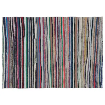 

Handmade Multicolor Vintage English Striped Rug Area Rug 165x234 Cm-5'5''X7'8''