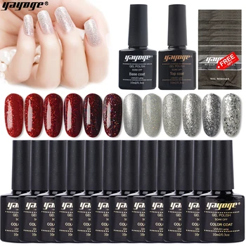 

YAYOGE 10ml Nail Set 15PCS Nail Gel Polish Kit Soak Off Manicure Gray Red Nail Art Lacquer UV Gel Polish RU Warehouse