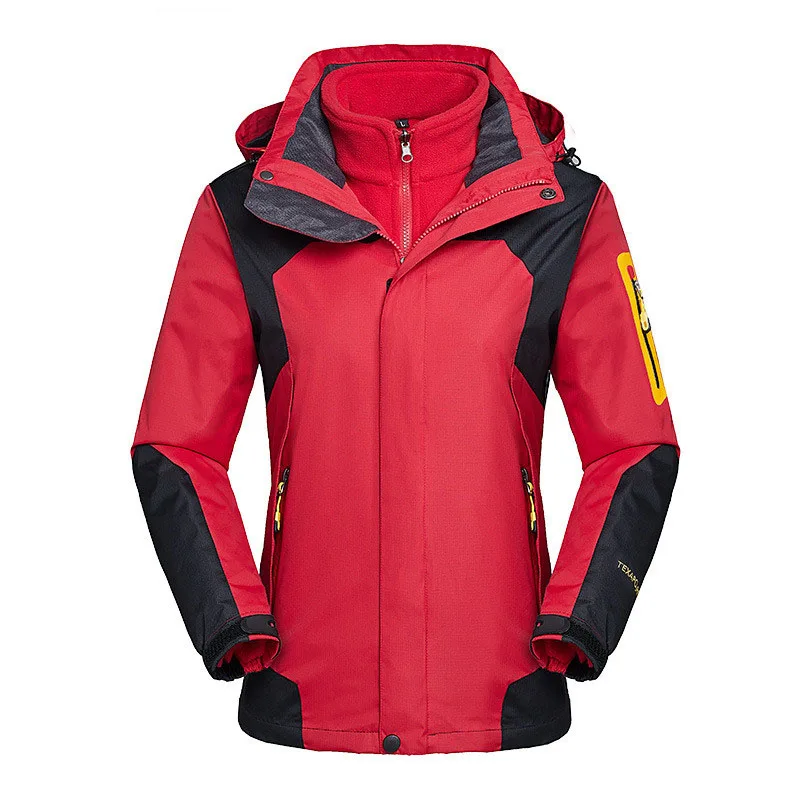 North зимняя куртка мужская Спортивная двухкомпонентная Лыжная куртка с подкладкой ветрозащитная теплая Женская куртка одежда размера плюс 5XL - Цвет: Women red