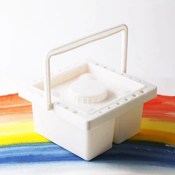 

Square Bucket For Washing Brushes Transparent Box Removed Art Articles Watercolor Container Multifunctional Washing Container
