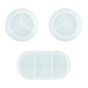 

3 Pcs Crystal Epoxy Resin Mold Dish Tray Plate Casting Silicone Mould Set DIY Crafts Jewelry Ring Trinket Storage Container Maki