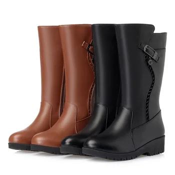 

Winter New Women's Boots Flat Slanted Heel Boots Women Boots Large Size Women's Cotton Boots Shoes
