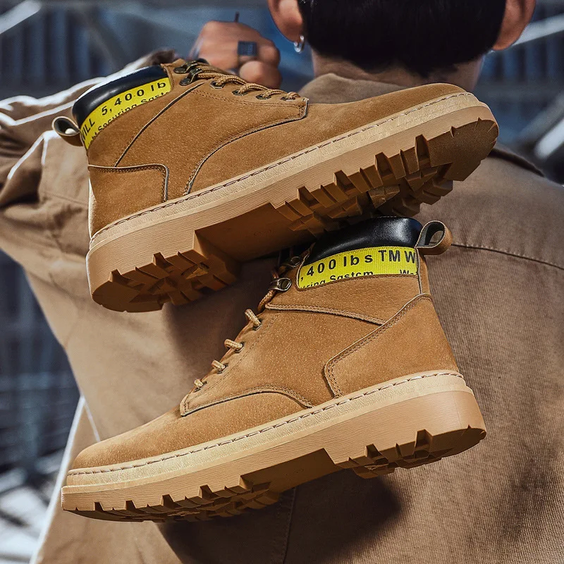 

2019 Winter New Style Trend of Fashion Retro Outdoor Work Shoes Boots Grained Pig Skin Work Shoes British Style Martin Boots