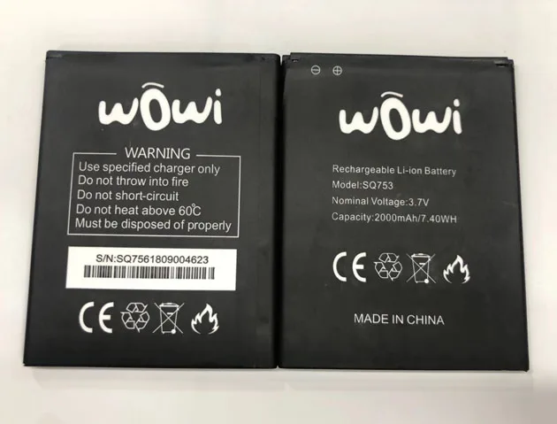 2000mAh 3,7 V батарея для wowi SQ753 мобильная телефонная батарея Bateria Замена частей