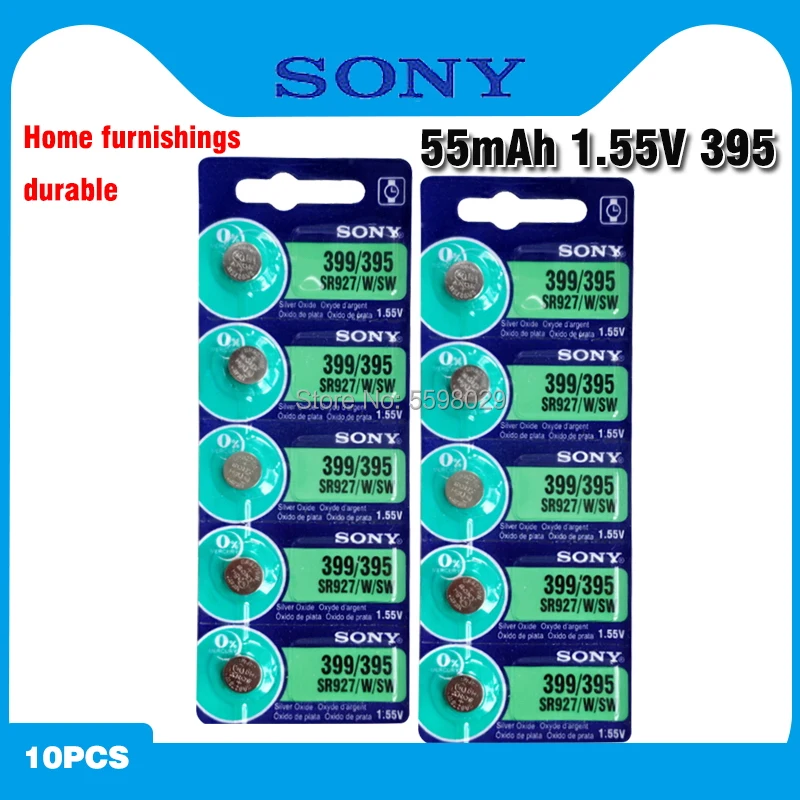 10 шт./лот Sony 100% оригинал 395 SR927SW 399 SR927W AG7 LR927 1 55 V серебристый оксид батарея для часов