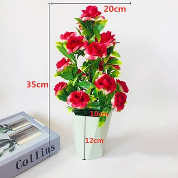 

Home Artificial potted flower Decoration 35*20cm Plastic Outdoor Flower Artificial Flower Plastic Dried Flower Rose Green Plant