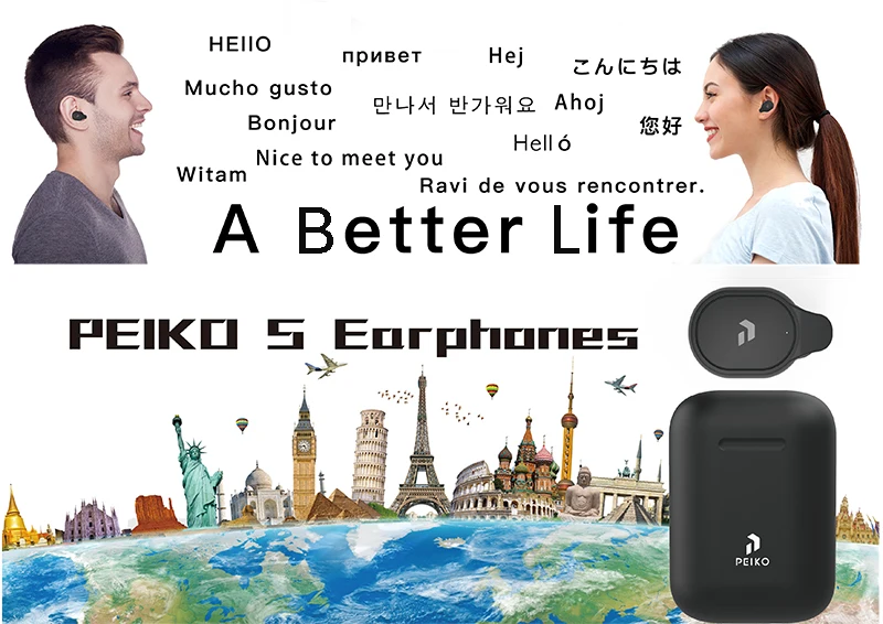 Volemer Peiko S Наушники для перевода 33 языков голосовой переводчик беспроводные Bluetooth TWS наушники 5,0 переводчик наушники