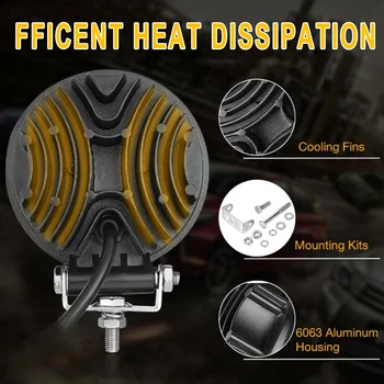 

Shockproof LED Lights 2pcs Round Working lamp Flood Driving Headlight Set