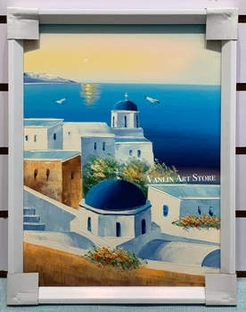 

30x40CM canvas Handmade oil painting Mediterranean Greece landscape for Living Room bedroom Hand painted Wall Decor No Frame