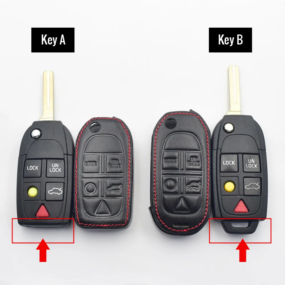 ontto Lederen autosleutelhoes past voor Volvo XC40 XC60 XC90 XC70 S60