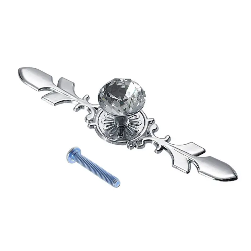 

Diamond Crystal Handle European Minimalist Transparent Crystal Single Hole Cabinet Wardrobe Door Handle Glass Drill Handle