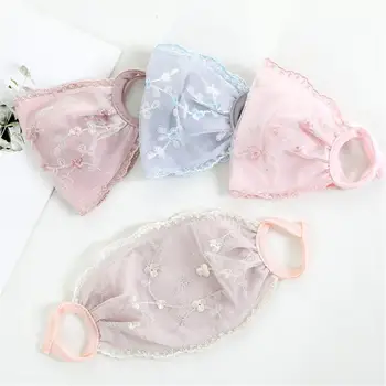 

Women Floral Print Sunscreen Lace Mask Lady Silk Mask PM2.5 Breathable Embroidery Mouth-muffle Anti Dust Face Mask