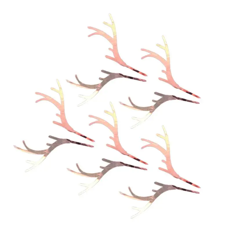 5pcs Christmas Antlers Shape Cake Topper Exquisite Dessert Decoration Cupcake Toppers Fruit Picks for Party Festival(Sliver
