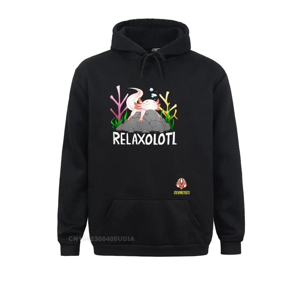 Relaxolotl a cute relaxing axolotl on a rock T-Shirt__B6705 cosie Summer/Autumn  Women's Hoodies Hoods 2021 Long Sleeve Sweatshirts Relaxolotl a cute relaxing axolotl on a rock T-Shirt__B6705black