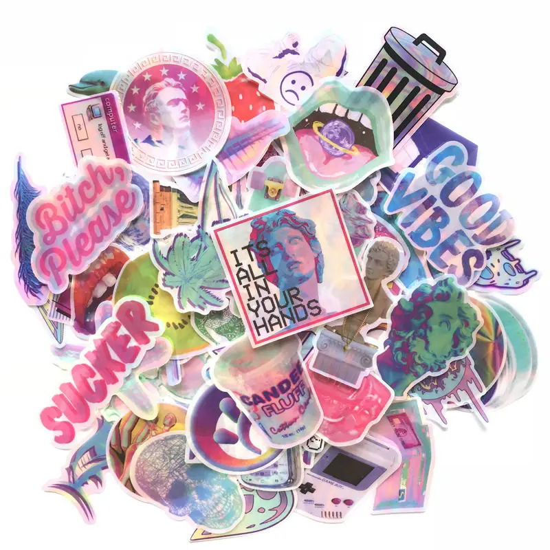 

70Pcs Vaporwave Style Pink Girls Cute Laptop Stickers Waterproof Skateboard Motorcycle Phone Luggage Guitar Laser Sticker Decal