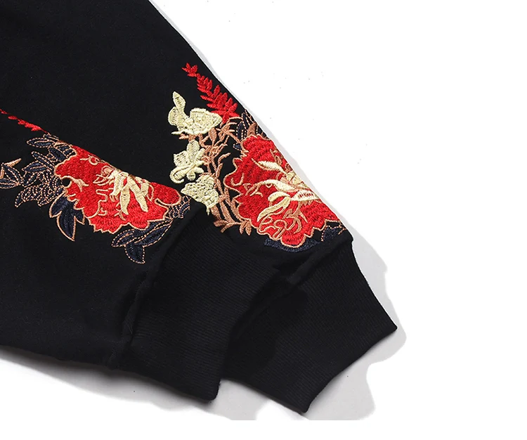 LENSTID осень мужской хип хоп Вышитый цветочный полнолуние пуловер с кроликом толстовки Harajuku Уличная свитер хипстер