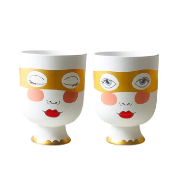 

Nordic Design Plant Pot Golden Eye Mask Human Face Jar Vases For Flower Arrangement Home Decoration Accessories A1000