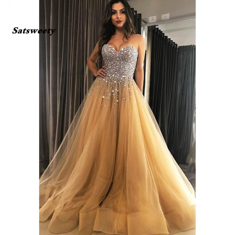 Beautiful-Sweetheart-Rhinestone-Bodice-Beaded-Tulle-Gold-Prom-Dresses-Long-2019-A-Line-Crystal-Evening-Party
