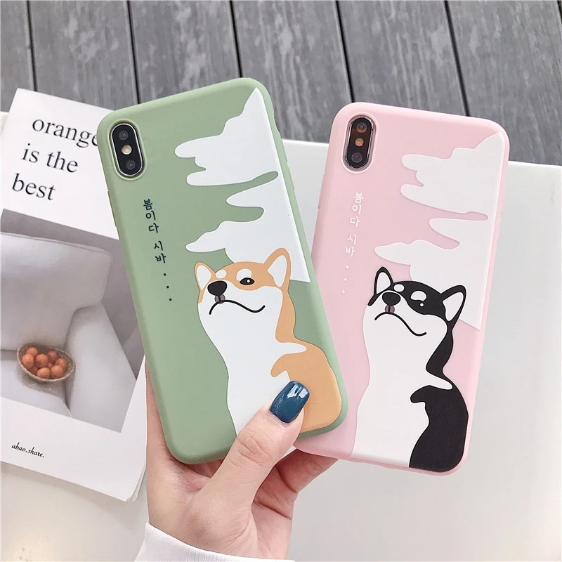

Cute Fun Dog Pattern Phone Case for iPhone 8 7 6 6s Plus X XR XS Max Cartoon Soft Silicone Case for iPhone X