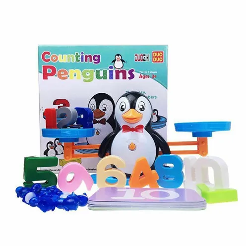 Penguin Забавные мультипликационные животные весы для изучения математики Номер Игры Обучения детские дошкольные развивающие игрушки - Цвет: Penguin