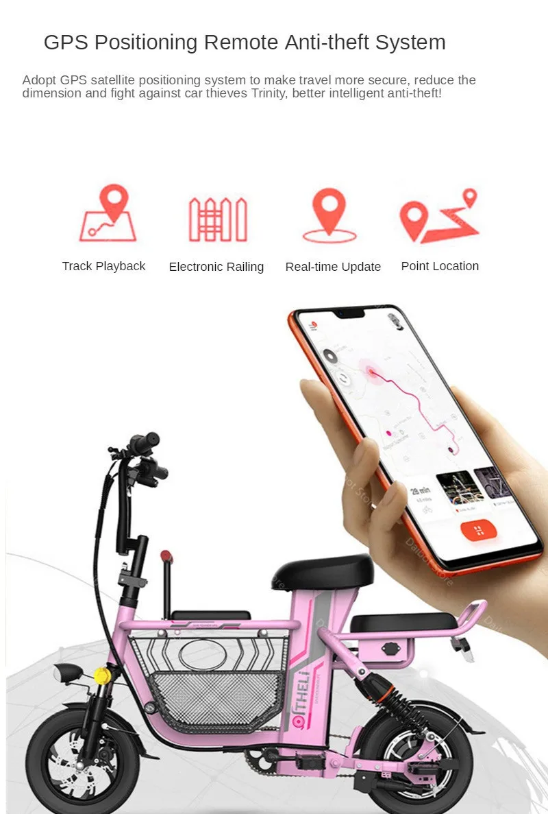 Kick Scooter Electric Electric Bicycles Mini 12 Inch 400W 48V Portable Folding Electric Bike Removable BatteryPet BasketGPS (13)