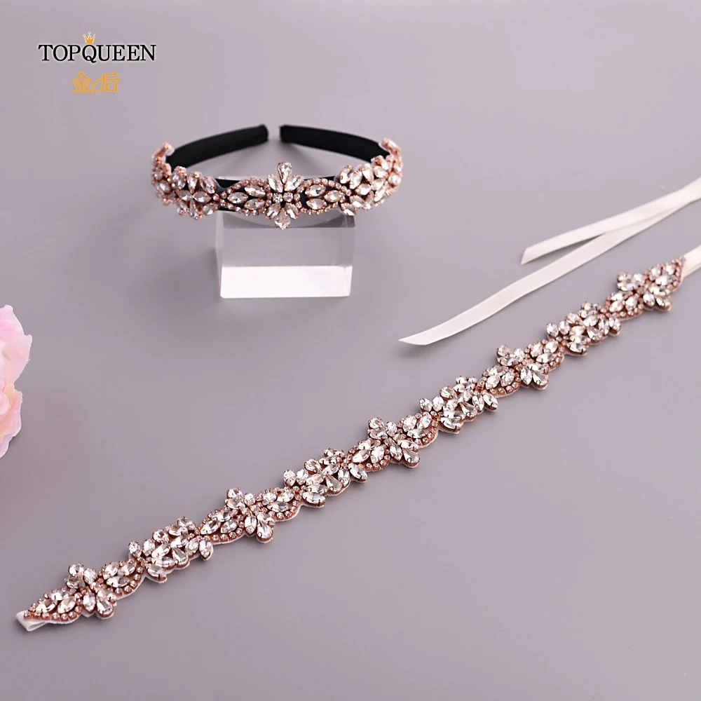 TOPQUEEN S429 пояс для платья Жемчуг розовое золото ремни для свадебных платьев Стразы пояс на талию Свадебные ремни и пояса