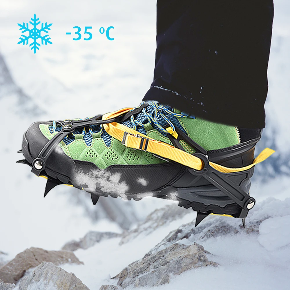 Crampons de Traction à 10 dents, couvre-chaussures d'hiver, neige glacée,  pour randonnée, pêche sur glace, marche - AliExpress