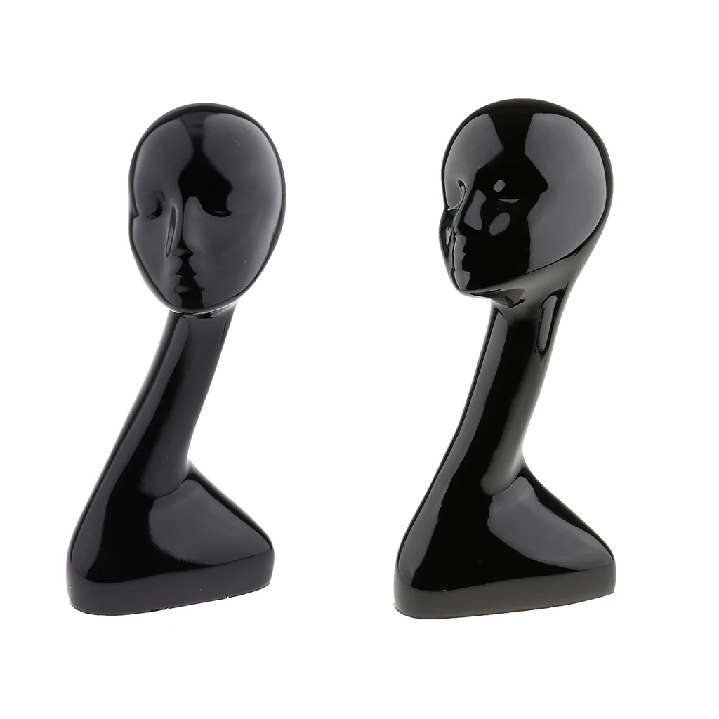 2pcs Female Mannequin Heads - Desk Showcase Hat Wigs Display Stand Model Home Table Decor