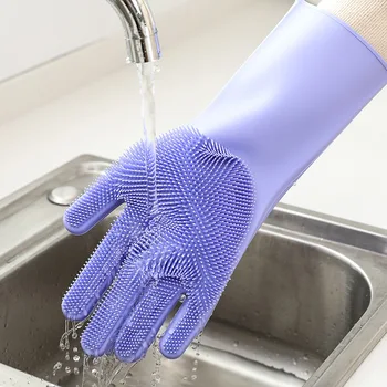 

2PCS Silicone Dish Scrubber Glove Food Dog Brush Car Washing Gloves Cleaning Washer Dishwashing Gloves Kitchen Accessories